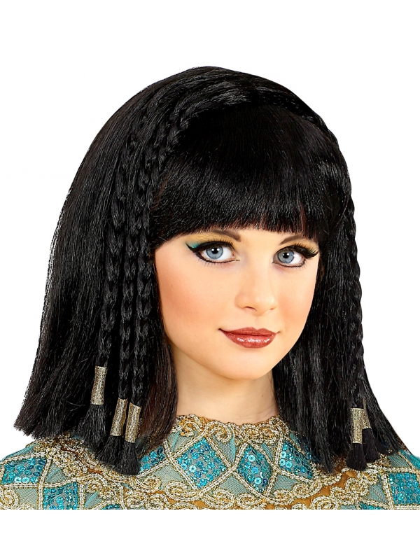 Perruque Cléopâtre Enfant avec Tresses et Clips Dorés