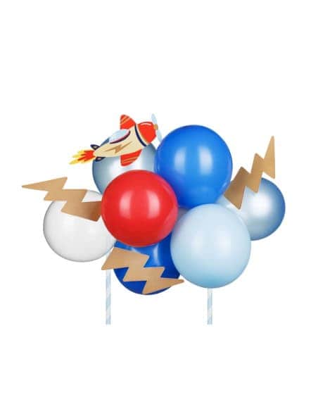 Décoration de gâteau d'anniversaire pour garçon, en forme de ballon d’avion, mélange, 29 cm