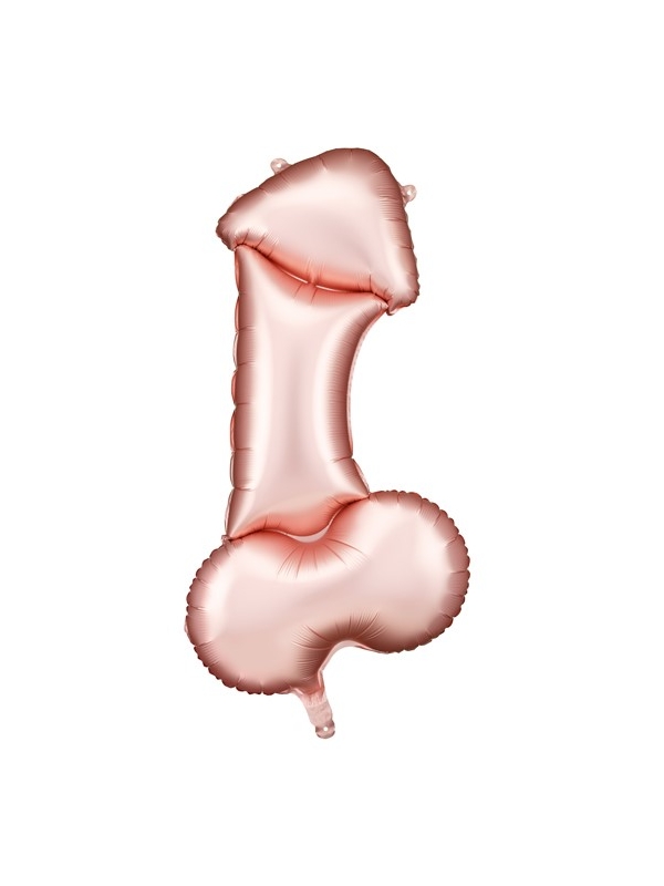 Ballon en aluminium forme Pénis, 55.5x112 cm, or rose