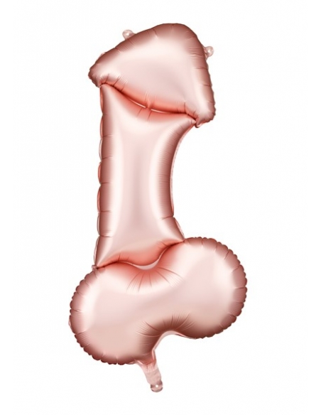 Ballon en aluminium forme Pénis, 55.5x112 cm, or rose