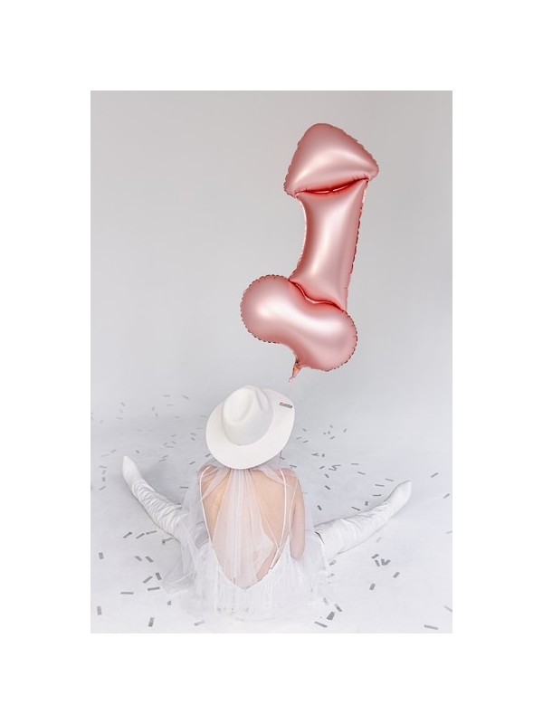 Ballon en aluminium forme Pénis, 55.5x112 cm, or rose