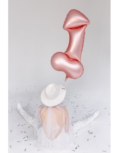 Ballon en aluminium forme Pénis, 55.5x112 cm, or rose