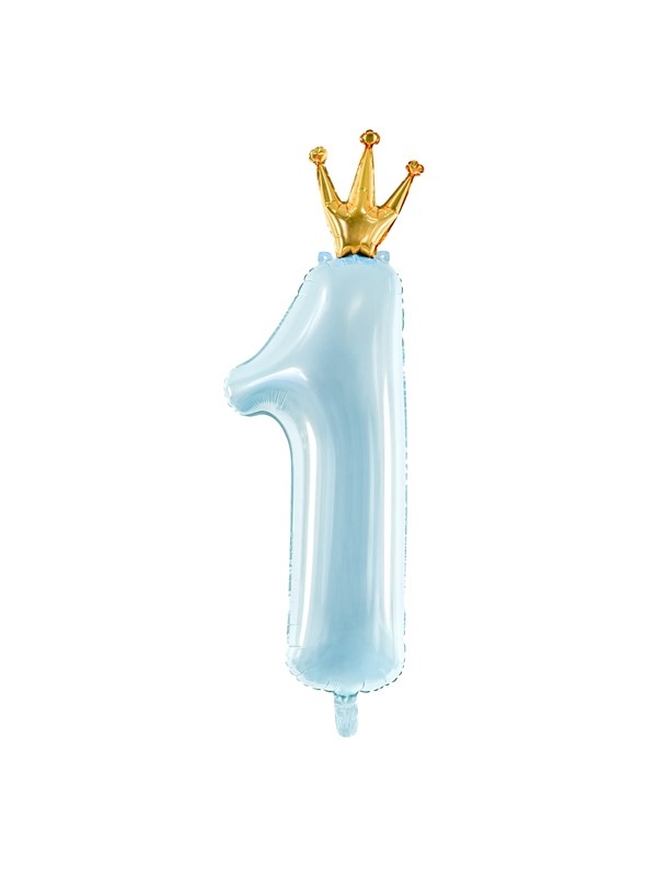 Grand Ballon Anniversaire Chiffre ''1'', 37x100cm, bleu