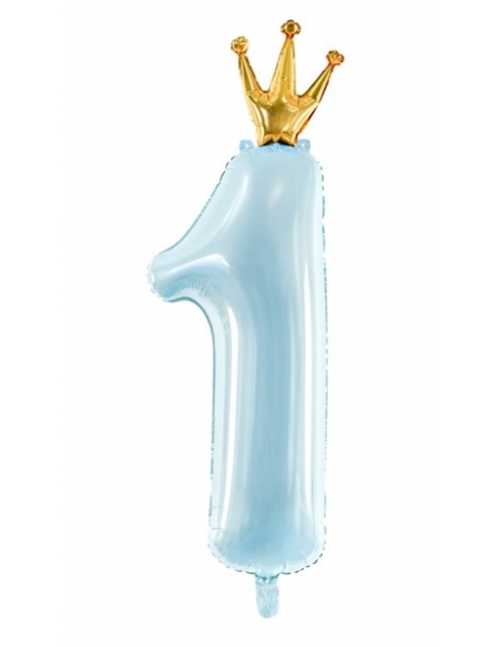 Grand Ballon Anniversaire Chiffre ''1'', 37x100cm, bleu