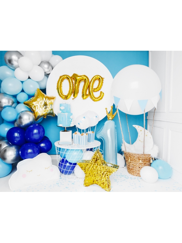 Grand Ballon Anniversaire Chiffre ''1'', 37x100cm, bleu
