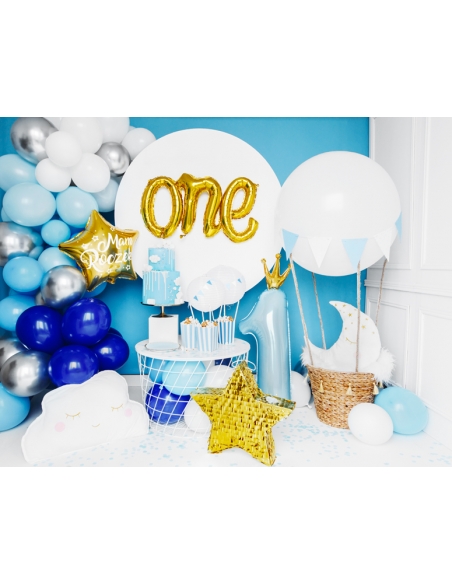 Grand Ballon Anniversaire Chiffre ''1'', 37x100cm, bleu