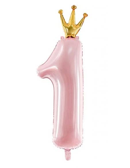 Grand Ballon d'anniversaire Chiffre ''1'', 37x100 cm, rose clair