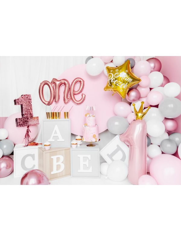 Grand Ballon d'anniversaire Chiffre ''1'', 37x100 cm, rose clair