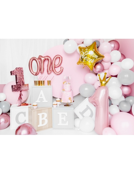 Grand Ballon d'anniversaire Chiffre ''1'', 37x100 cm, rose clair