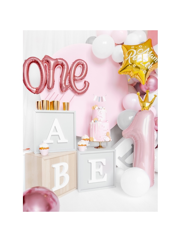 Grand Ballon d'anniversaire Chiffre ''1'', 37x100 cm, rose clair