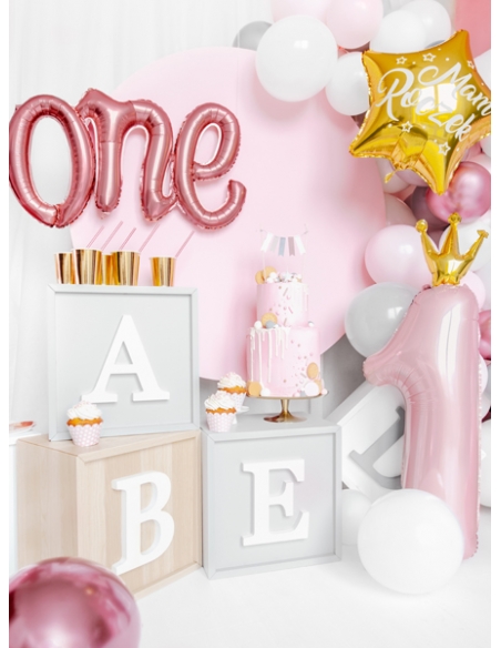 Grand Ballon d'anniversaire Chiffre ''1'', 37x100 cm, rose clair