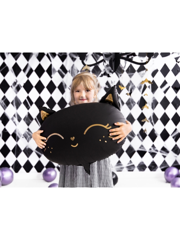 Ballon en Mylar Chaton - Élégance Noire et Dorée pour une Fête anniversaire