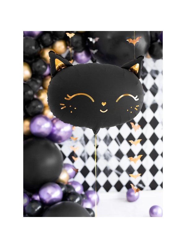 Ballon en Mylar Chaton - Élégance Noire et Dorée pour une Fête anniversaire