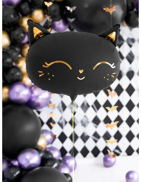 Ballon en Mylar Chaton - Élégance Noire et Dorée pour une Fête anniversaire