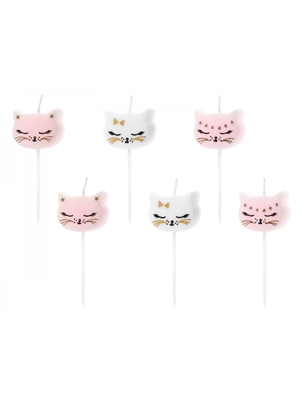 Bougies d'anniversaire Chaton, 2cm (1 pqt. / 6 pc.)