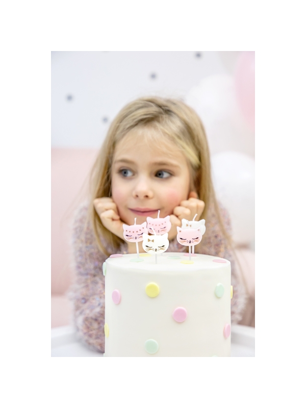 Bougies d'anniversaire Chaton, 2cm (1 pqt. / 6 pc.)