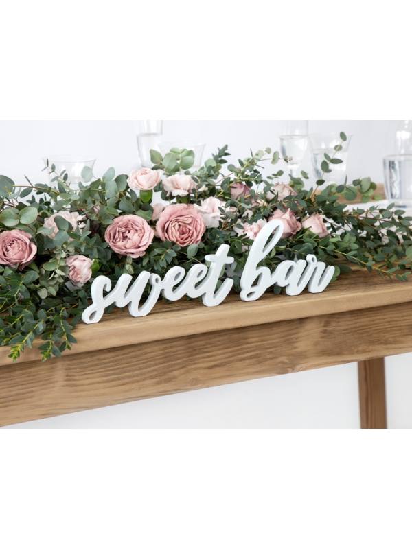 Panneau en bois Sweet bar, blanc, 37x10cm