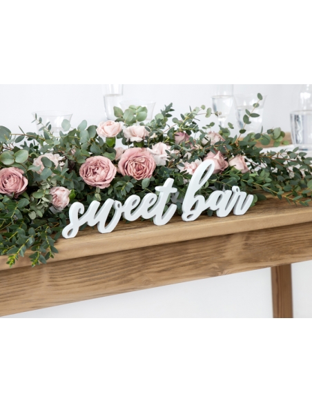 Panneau en bois Sweet bar, blanc, 37x10cm