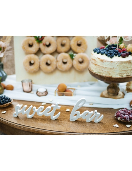 Panneau en bois Sweet bar, blanc, 37x10cm