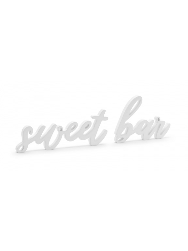 Panneau en bois Sweet bar, blanc, 37x10cm