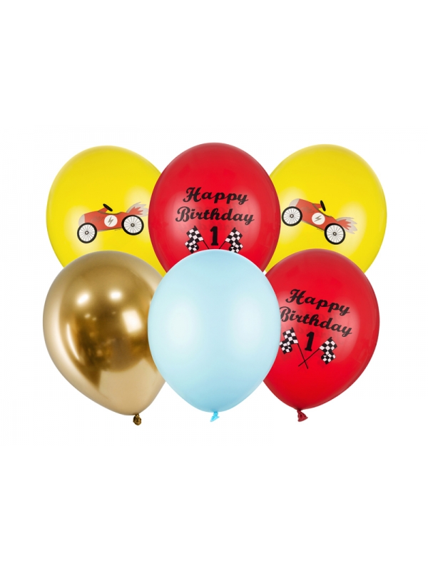 6 Ballons Imprimés Voiture de Courses pour un Anniversaire Inoubliable