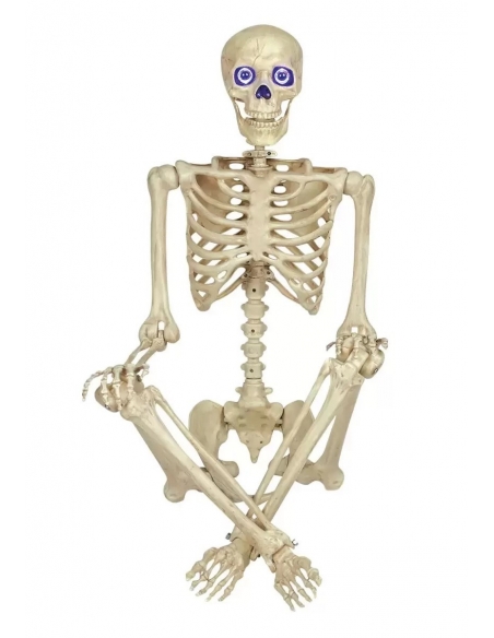 Squelette Articulé de 1,5m avec Yeux LED Bleus 'Digiteyes' – Déco d'Halloween Intérieur/Extérieur