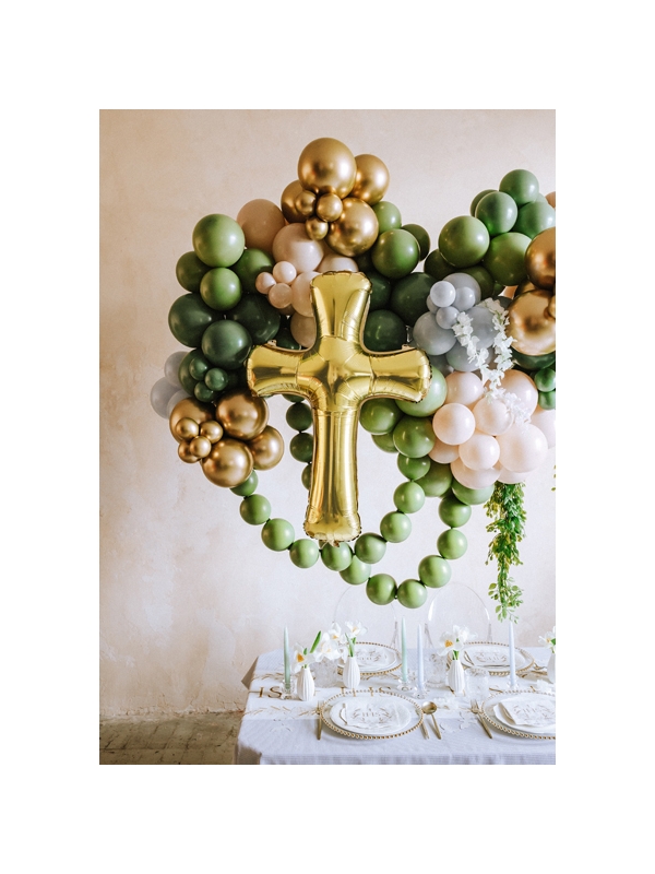 Ballon doré en forme de croix - Communion & Baptême