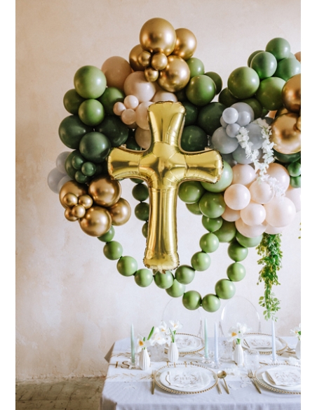 Ballon doré en forme de croix - Communion & Baptême