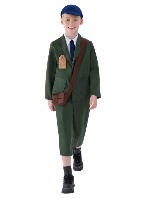 Déguisement enfant Seconde guerre mondiale (manteau, pantalon, chapeau et sac)