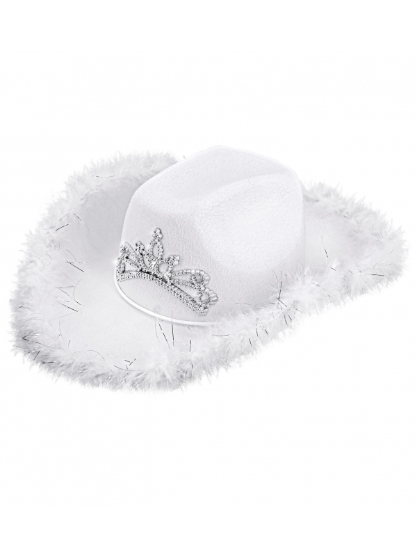 Chapeau Cowgirl blanc avec un diadème argenté
