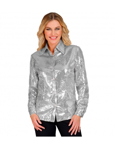 Chemise à sequins argent "PARTY FASHION" - Déguiz-Fêtes