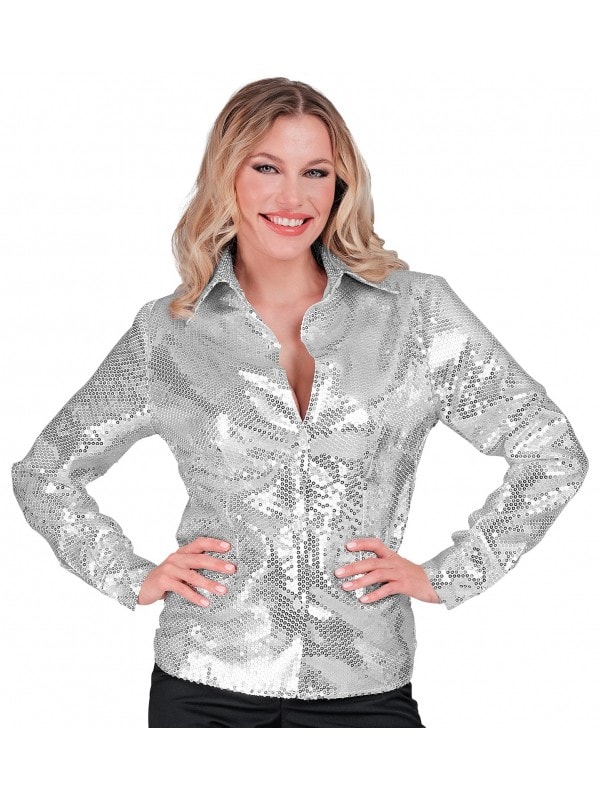 Chemise à sequins argent "PARTY FASHION" - Déguiz-Fêtes