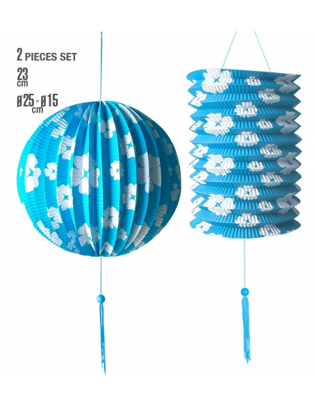 Lanternes & Globes en Papier - Décoration Hawaïenne - bleu