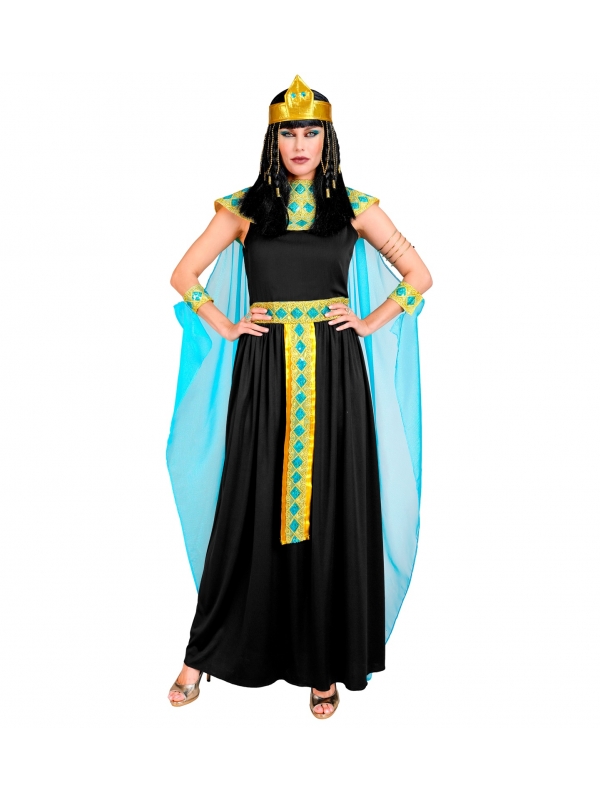 Ensemble Cléopâtre (robe avec ceinture, col, manchettes, coiffe, cape)