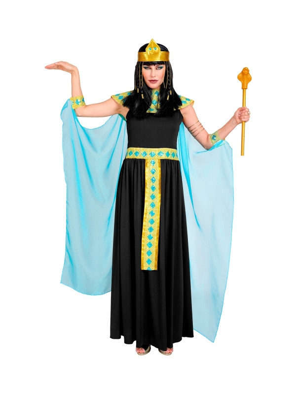 Ensemble Cléopâtre (robe avec ceinture, col, manchettes, coiffe, cape)