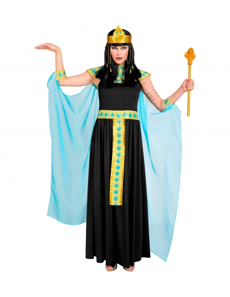 Ensemble Cléopâtre (robe avec ceinture, col, manchettes, coiffe, cape)