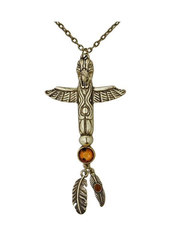 Collier chef indien avec totem tête d'aigle