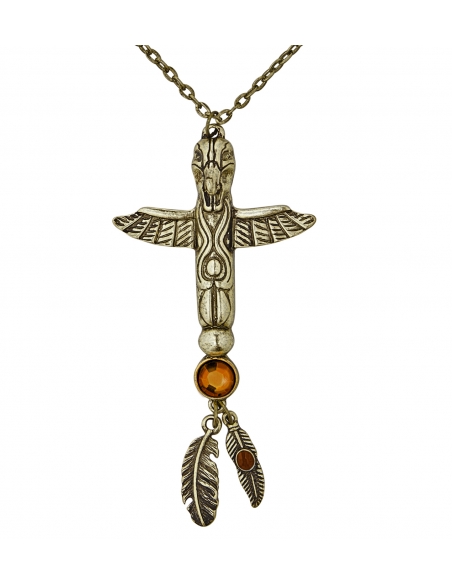 Collier chef indien avec totem tête d'aigle