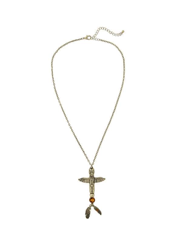 Collier chef indien avec totem tête d'aigle