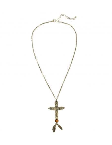Collier chef indien avec totem tête d'aigle