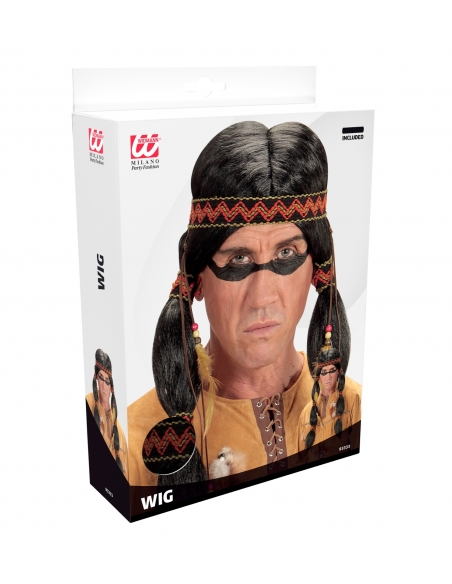 Perruque d'indien avec longues nattes et bandeau