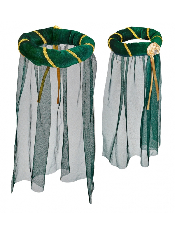 Coiffe Médiévale verte Femme avec Voile