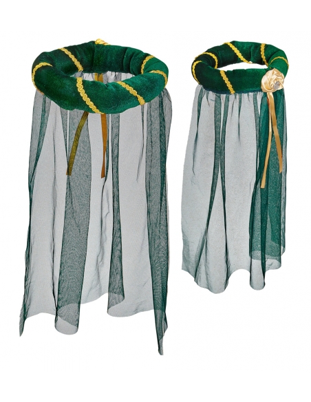 Coiffe Médiévale verte Femme avec Voile