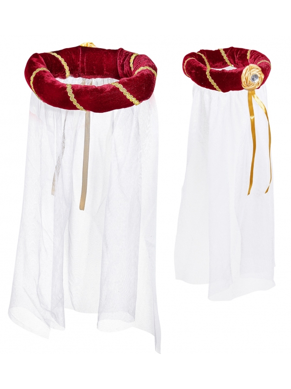 Coiffe Médiévale bordeaux Femme avec Voile