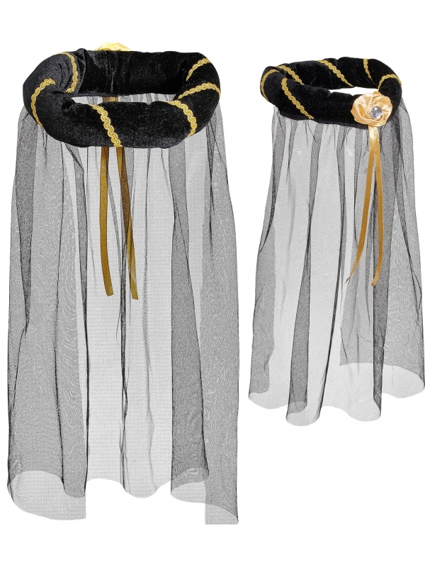 Coiffe Moyen Age femme noire avec voile