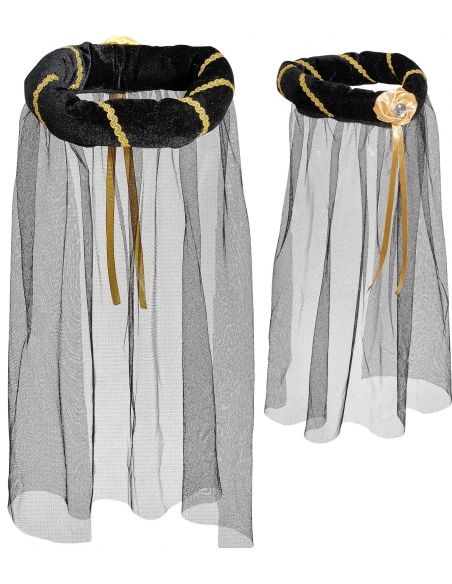 Coiffe Moyen Age femme noire avec voile