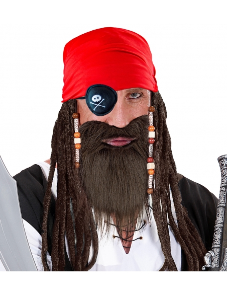 Set pirate adulte avec barbe, bandana et cache œil