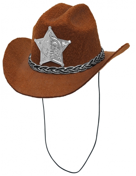 Mini chapeau de cowgirl avec étoile de sheriff