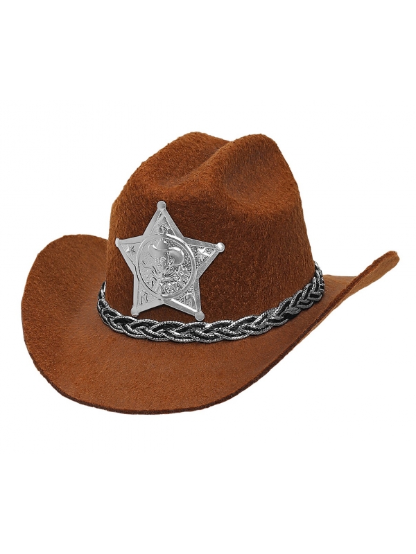 Mini chapeau de cowgirl avec étoile de sheriff