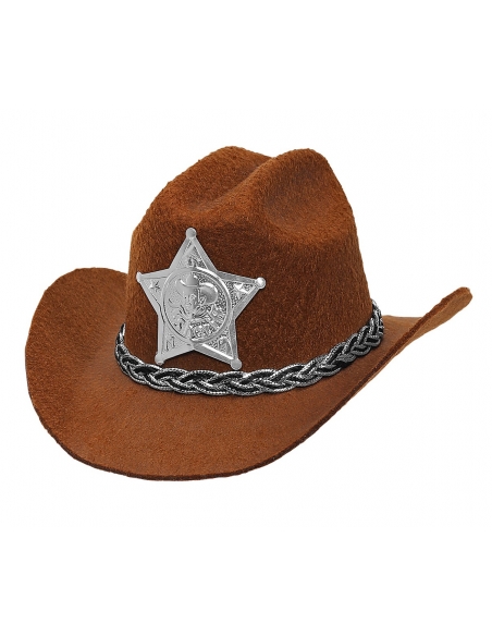 Mini chapeau de cowgirl avec étoile de sheriff